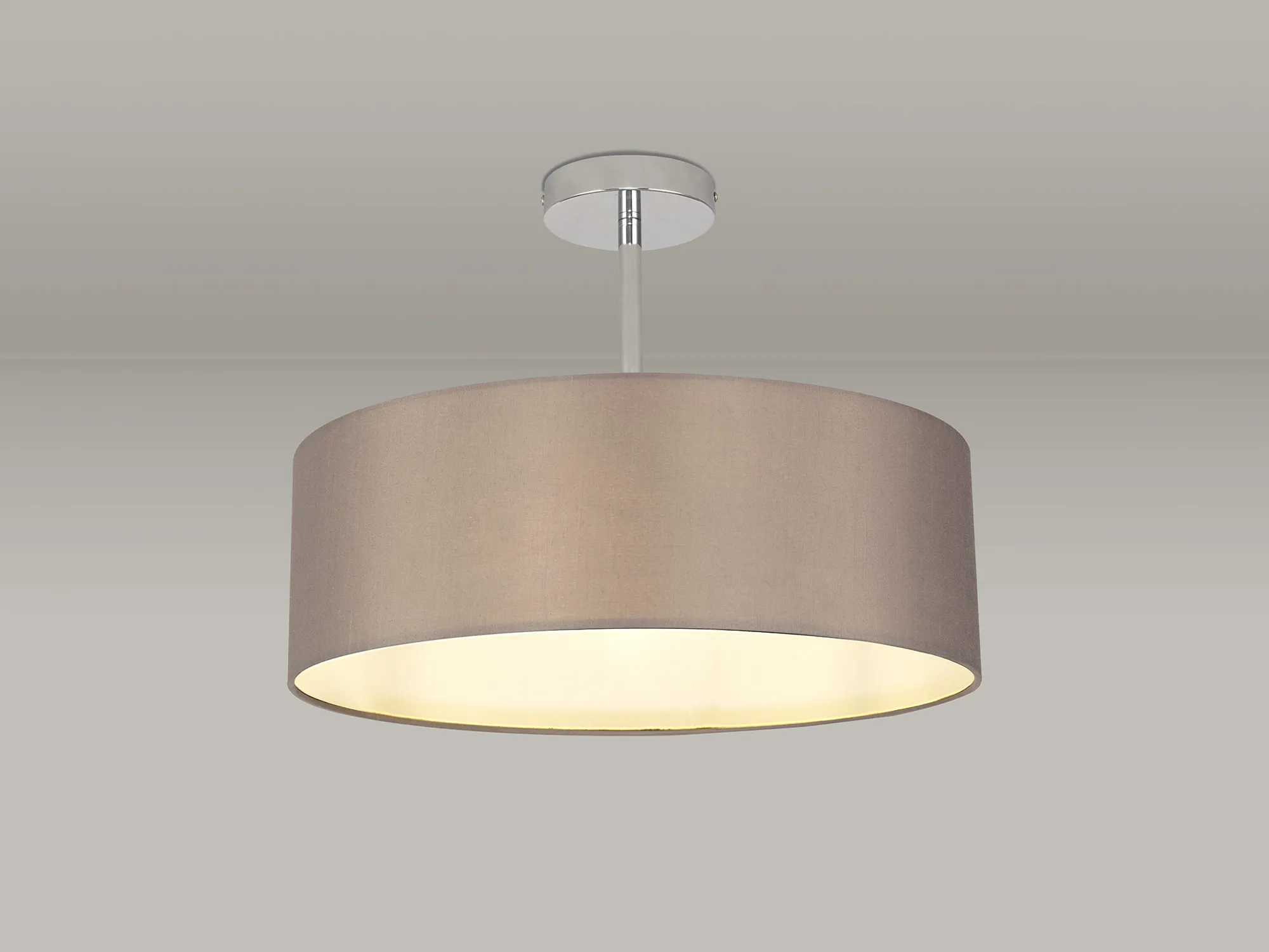 Baymont 45cm Semi Flush 3 Light Polished Chrome, Grey DK0684  Deco Baymont CH GR